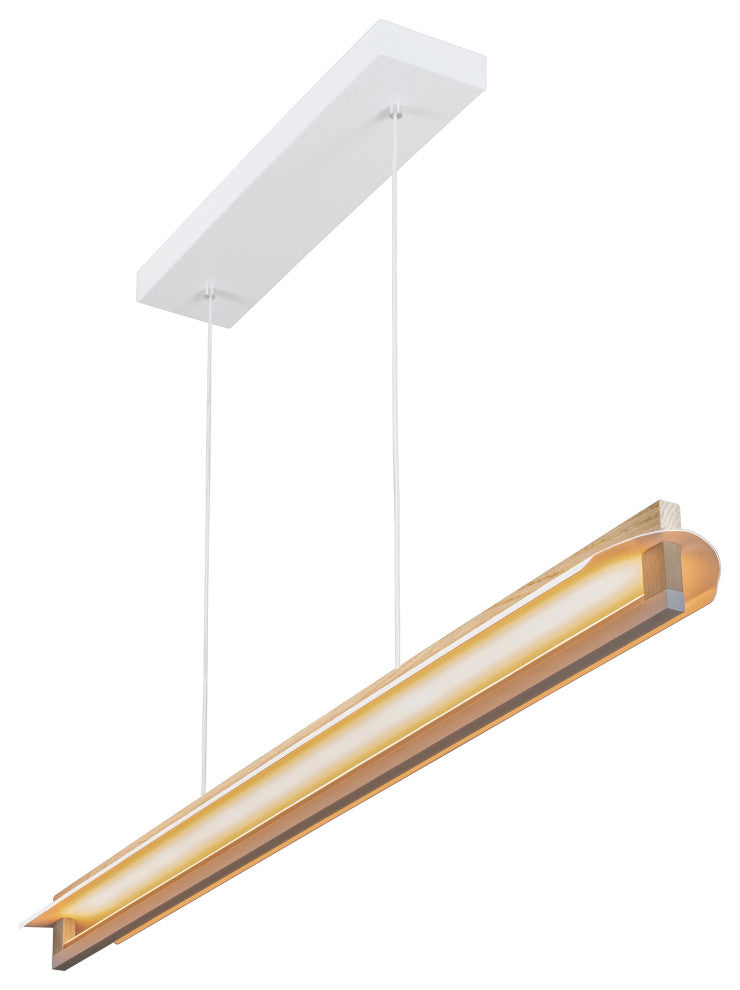 Nubis Linear Pendant, White Washed Oak, White Canopy, Linear Canopy, LED, 3000k