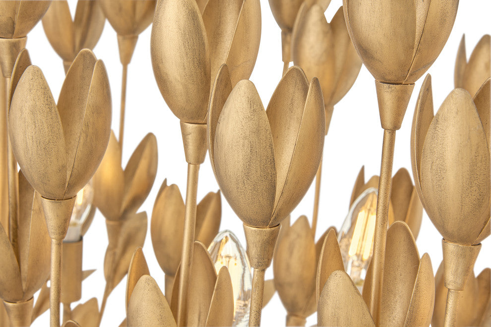 Hinkley 60" Flora Ten Light Linear Chandelier, Burnished Gold