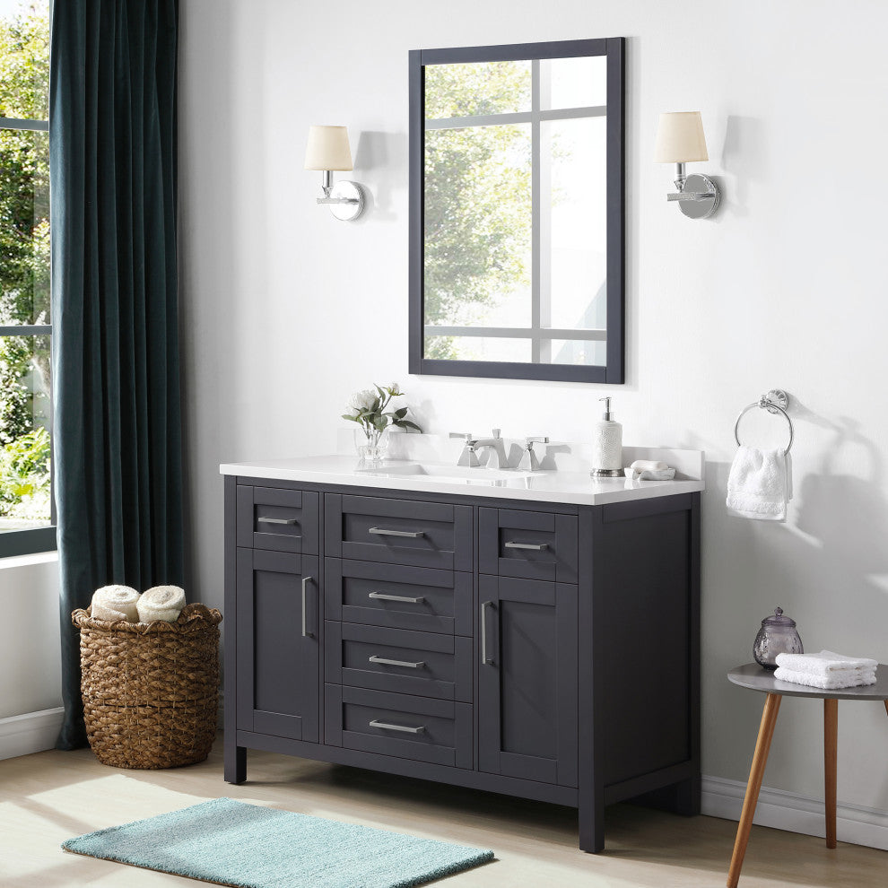 OVE Decors Tahoe Vanity With Mirror, Dark Charcoal, 48"