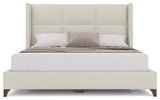 Nativa Interiors Megan Square Upholstered Bed, Off White, Queen