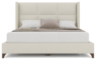 Nativa Interiors Megan Square Upholstered Bed, Off White, Queen