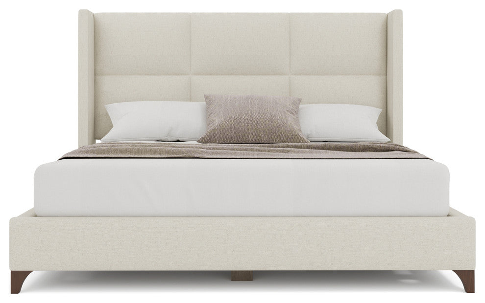 Nativa Interiors Megan Square Upholstered Bed, Off White, Queen