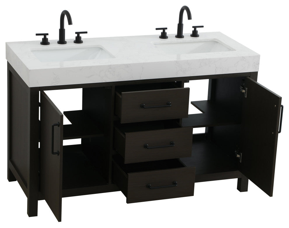 Home Living 54" Double Bathroom Vanity, Mocha Brown