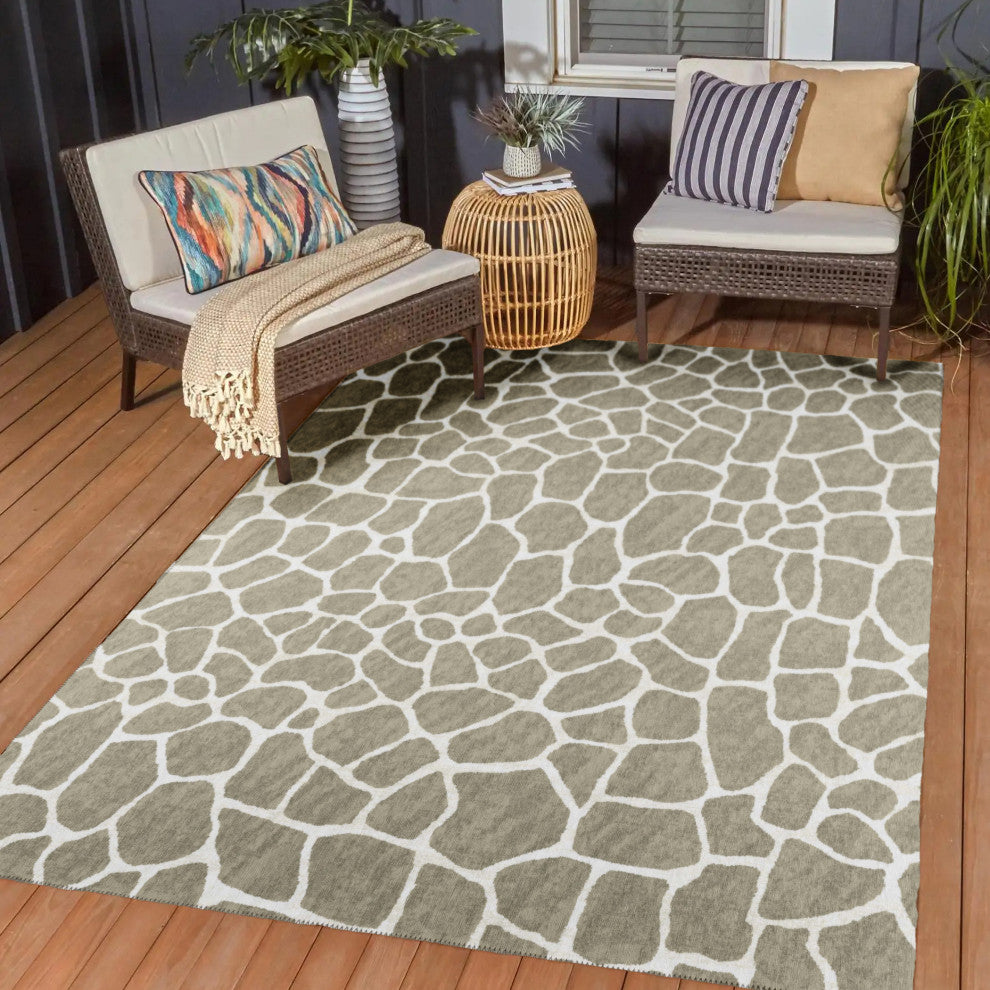 Indoor/Outdoor Mali ML4 Stone Machine Washable 8' x 10' Rug