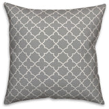 Gray and White Quatrefoil 18x18 Throw Pillow