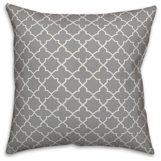 Gray and White Quatrefoil 18x18 Throw Pillow