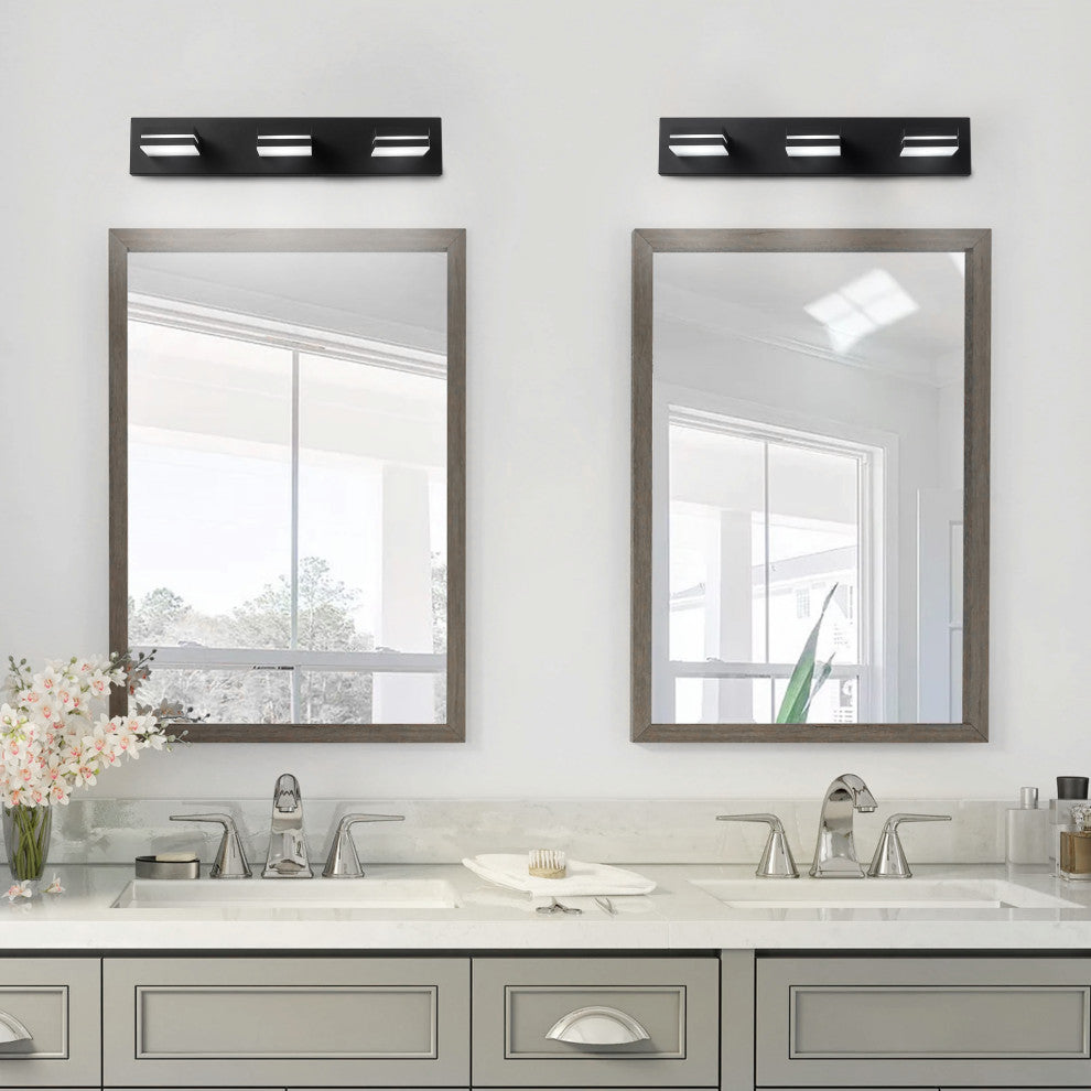 3-Light Wall Light Modern Bathroom Vanity Light, Fine Sand Black