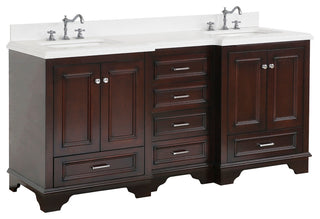 Nantucket 72" Double Bath Vanity, Chocolate, Quartz