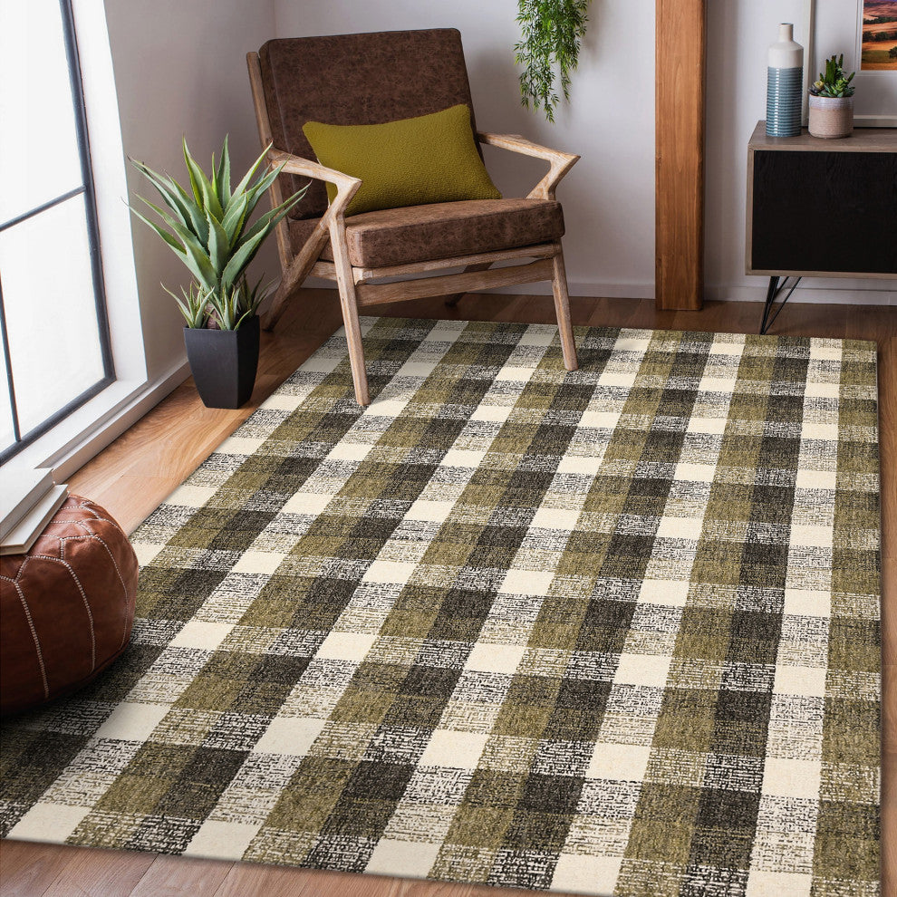 Tartan Cartwell Area Rug, Brown, 8'' x 10'', Plaid