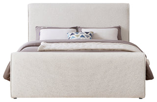 Stylus Black Boucle Fabric Full Bed, Cream, King