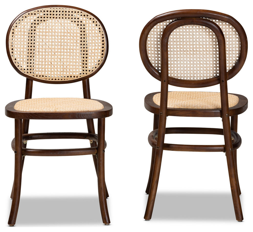 Marcella Mid-Century 2-Piece Dining Chairs, Walnut Brown