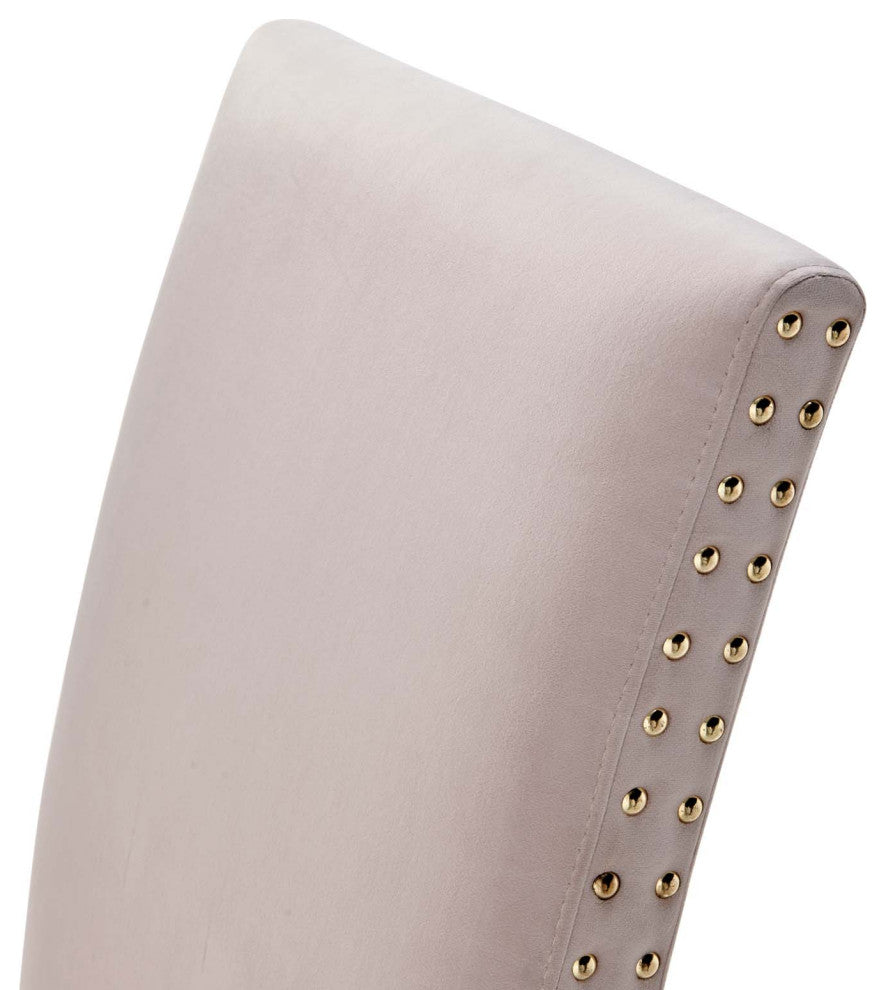 Side Dining Chair, Set of 2, Velvet, Wood, Pink, Modern, Cafe Bistro Restaurant