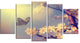 Vintage Butterfly and Cherry Tree, Large Floral Canvas Print, 60"x32", 5 Panels