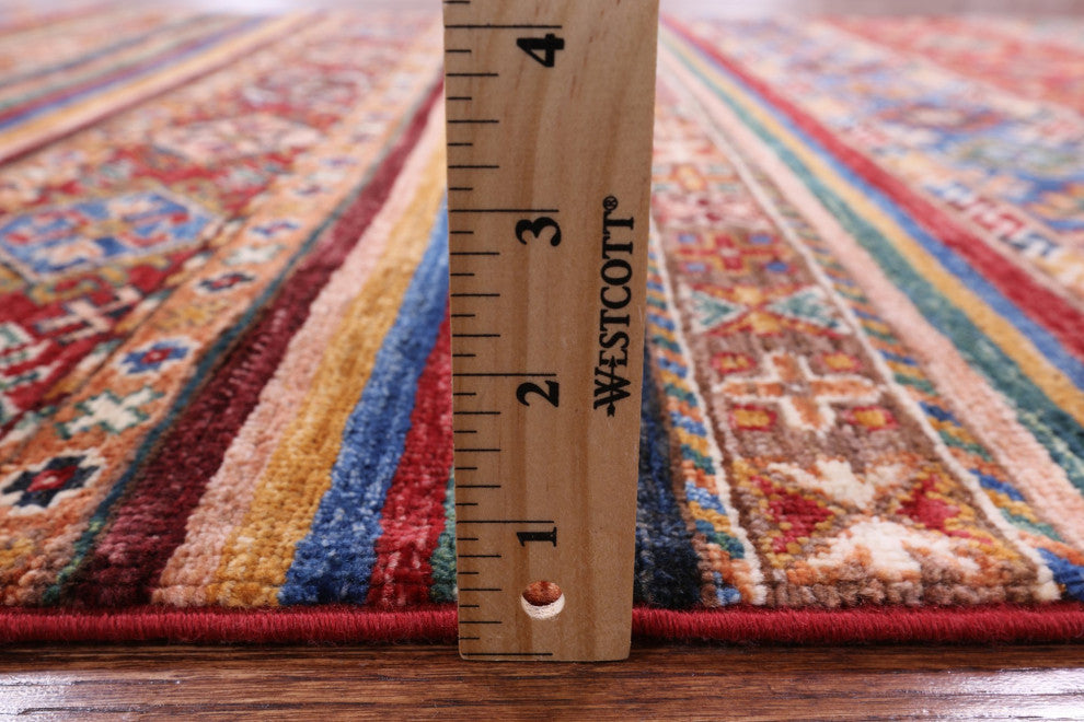 Super Kazak Khorjin Hand Knotted Rug 4' 0" X 5' 11" Q5246