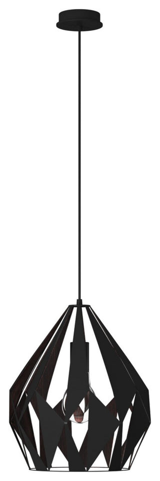 1x60W Pendant With A Black Outer Finish and Copper Interior Finish, Copper