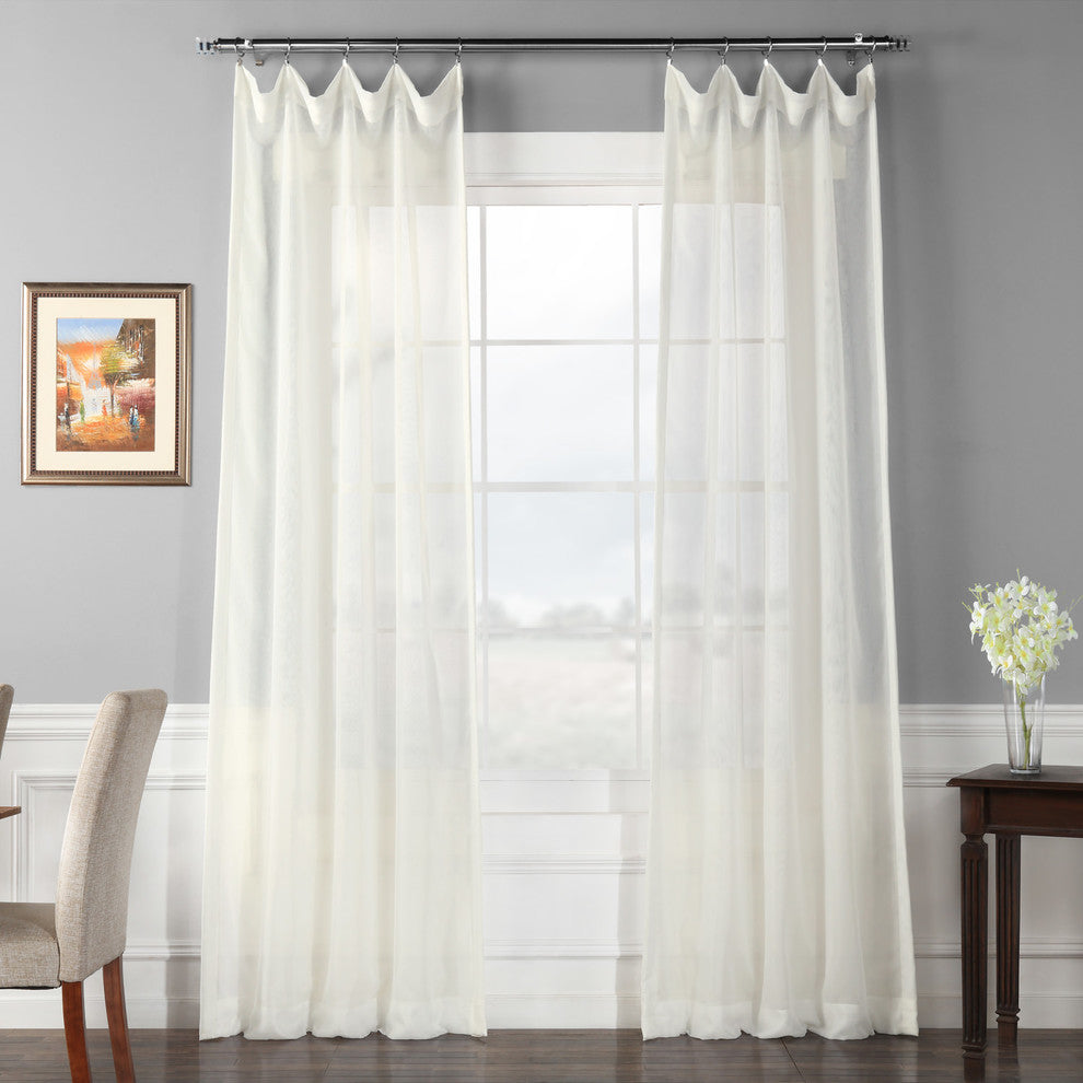 Signature Off White Sheer Curtain Single Panel, 50"x120"