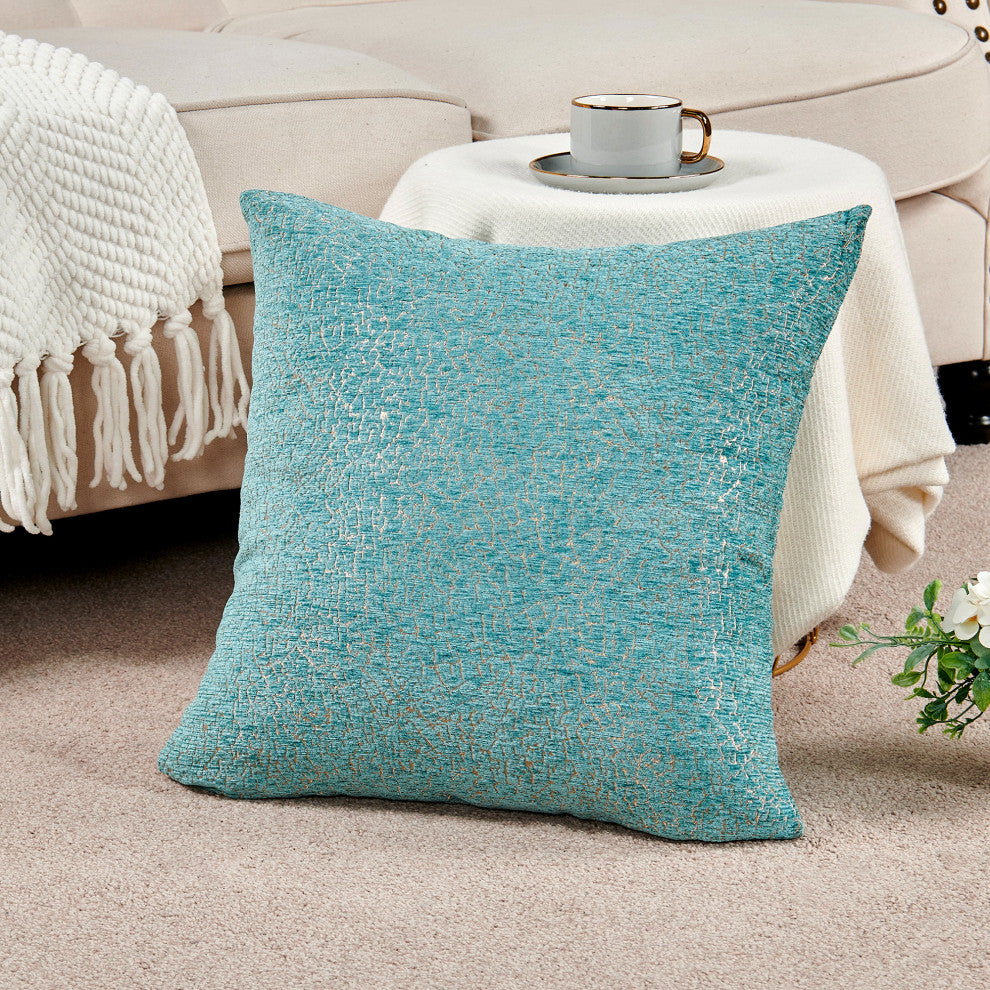Babati Jacquard Chenille, Set of 2, Turquoise, 20"x20"
