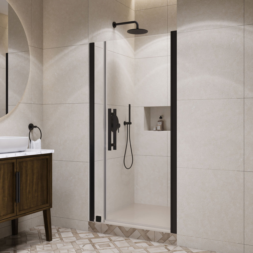 Pasadena 37 3/8-39 3/8"Wx72"H Alcove Pivot Shower Door Black