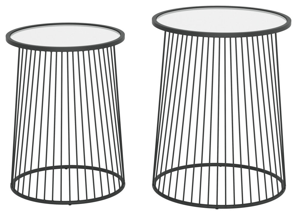 Shine Nesting Tables Set Clear & Black
