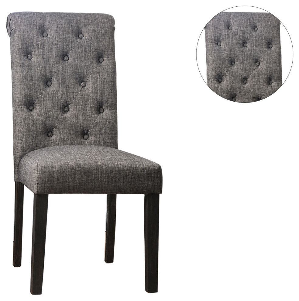 Set of 2 Dining Chairs, Antique Black and Gray