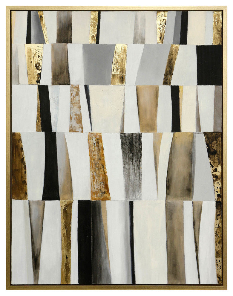Shutter Framed Canvas Art- Small Hand Painted Abstract 1.5 Inch Frame