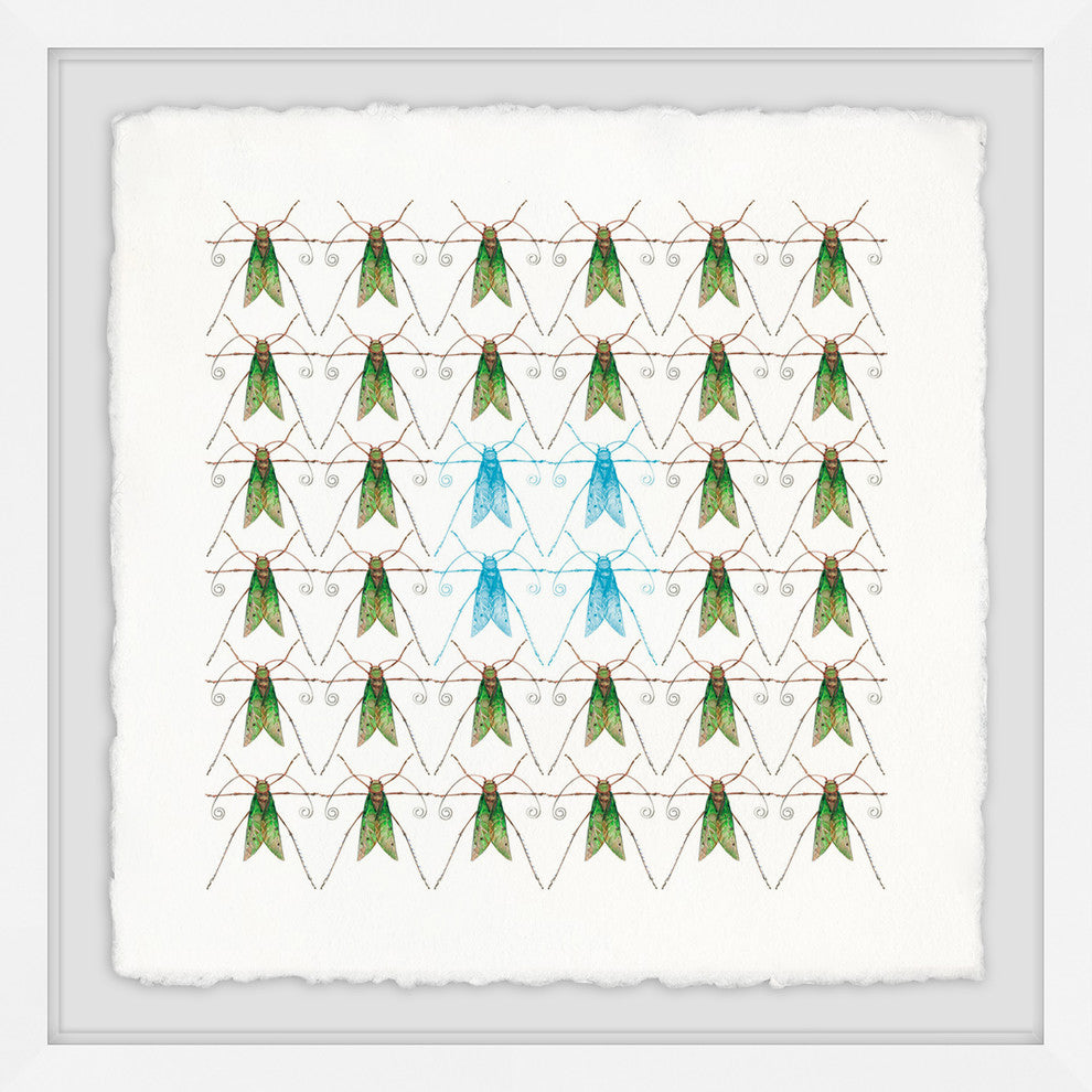 "Flies in Rows" Framed Painting Print, 12"x12"