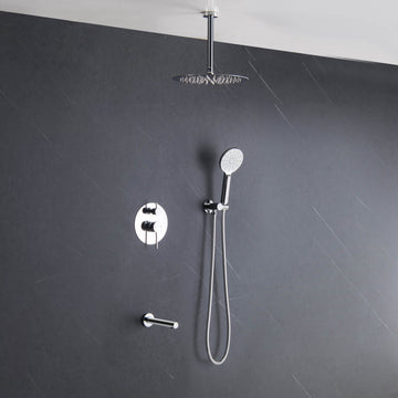 Ceiling Mounted 3-Function Shower System, Rough, Valve, Chrome