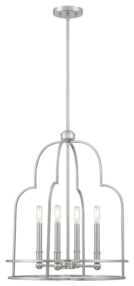 Diplomat 4-Light Pendant, Matte Black, Satin Nickel