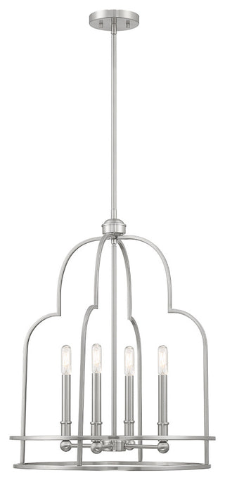 Diplomat 4-Light Pendant, Matte Black, Satin Nickel