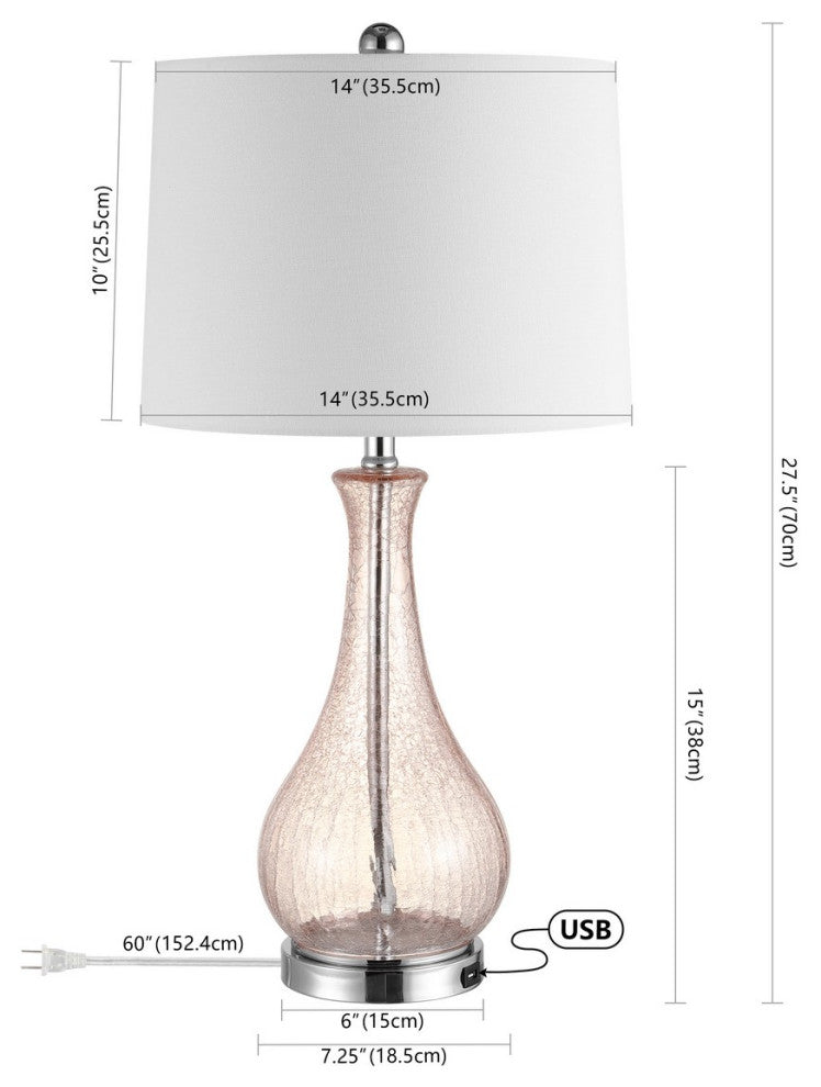 Safavieh Finnley Table Lamp With USB Port Blush
