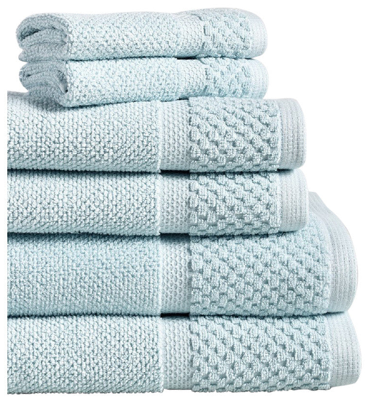 Diplomat 6-Piece 100% Cotton Bath Towel Set, Spa Blue