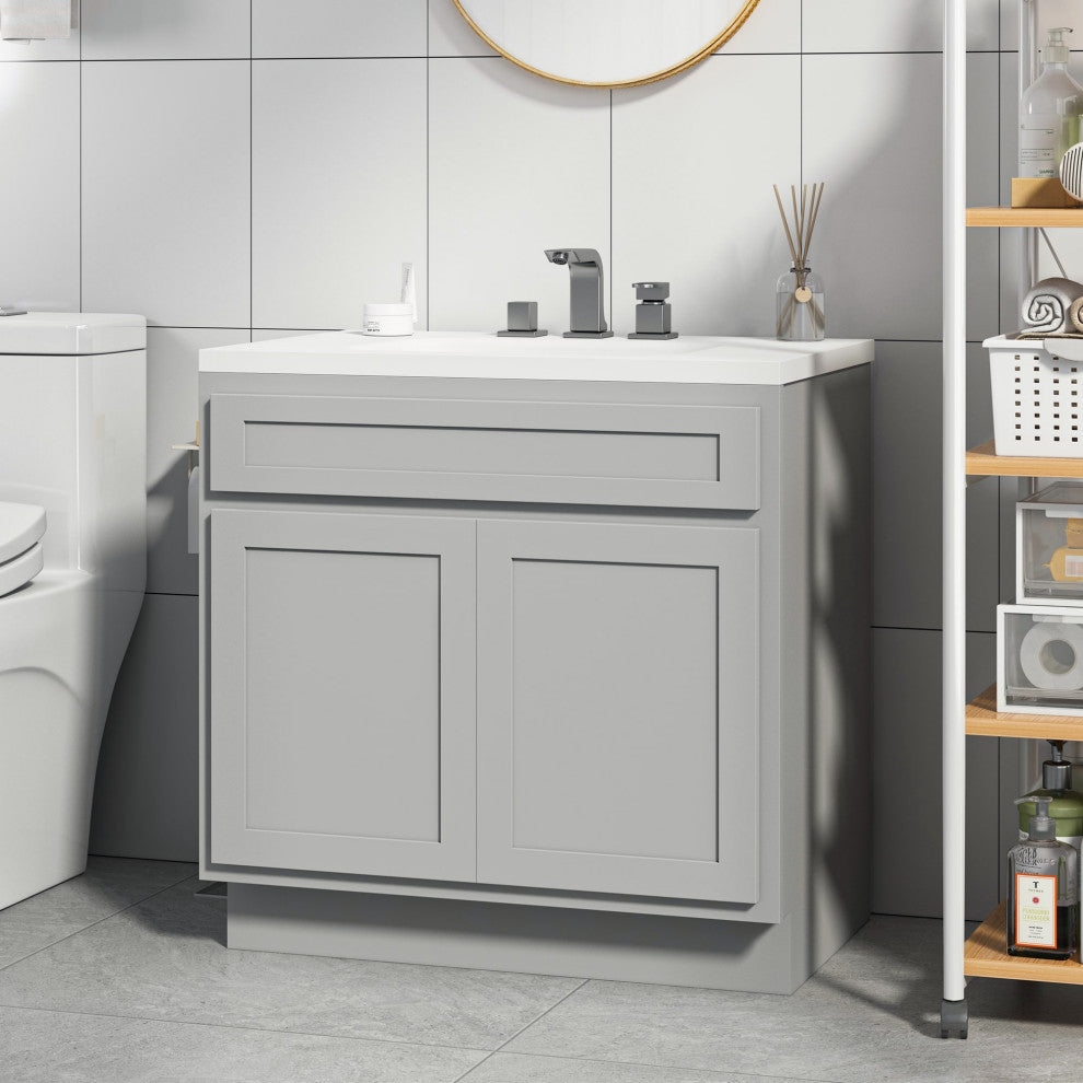 Vanity Art Vanity Base Cabinet, No Top, 36", Gray