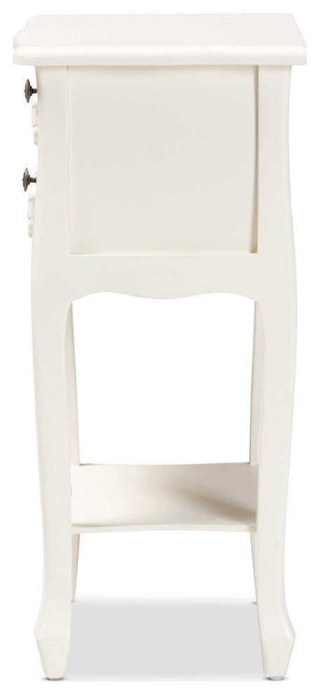 Eliya Classic and Traditional White Finished Wood 2-Drawer Nightstand