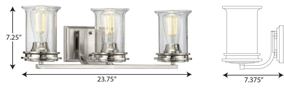 Winslett Collection Brushed Nickel 3-Light Bath