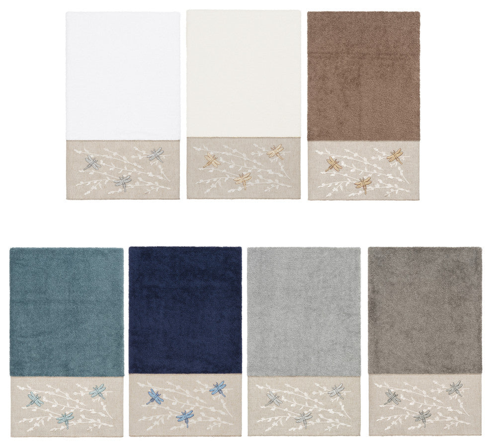 Linum Home Textiles Turkish Cotton Braelyn Embellished Bath Towel, Light Gray