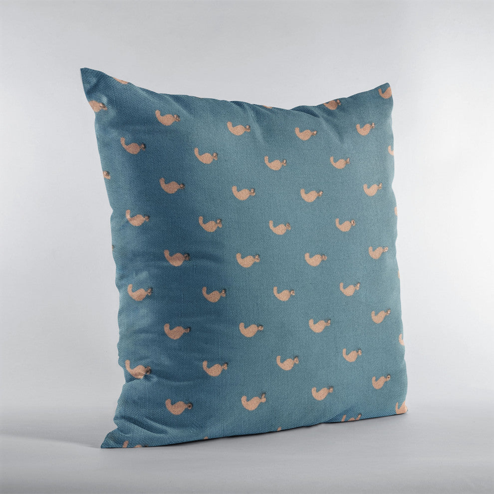 Plutus Blue Beaded Motif Luxury Throw Pillow, 20"x20"