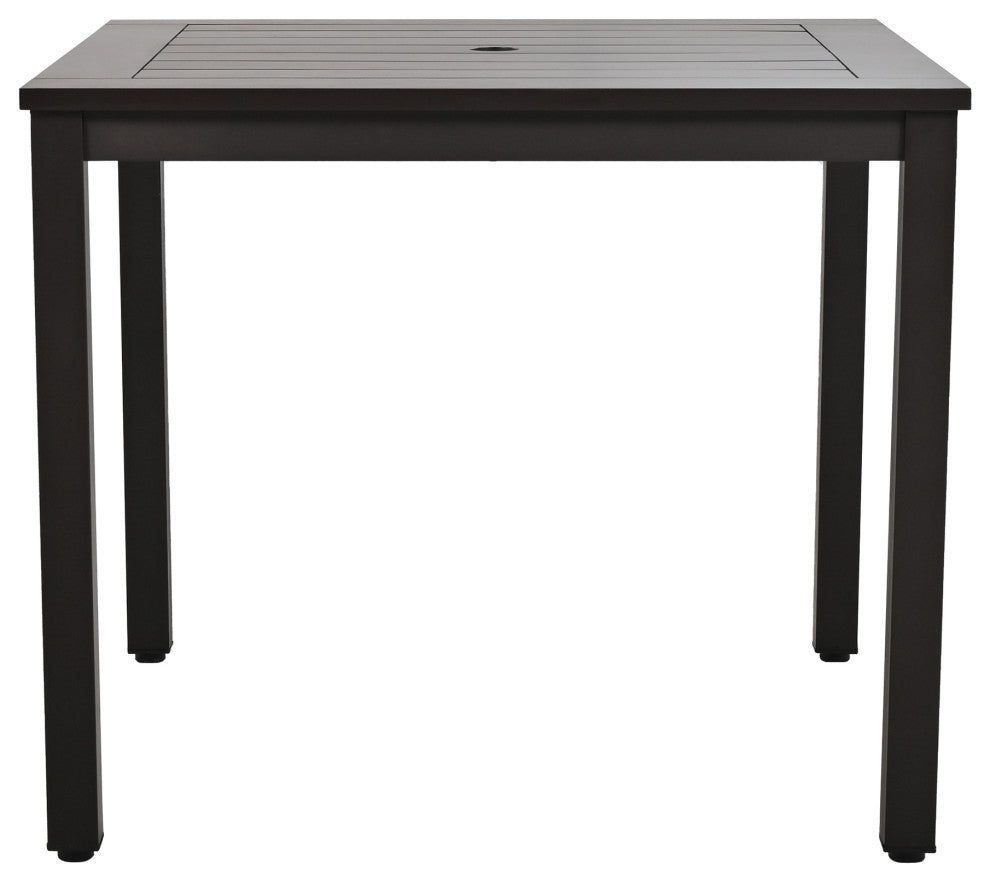 5-Piece Outdoor Steel Patio Dining Set with table and four chairs, Dark Brown