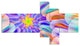 Multi Colored Stain Glass with Spirals, Floral Canvas Print, 60"x32", 5 panels