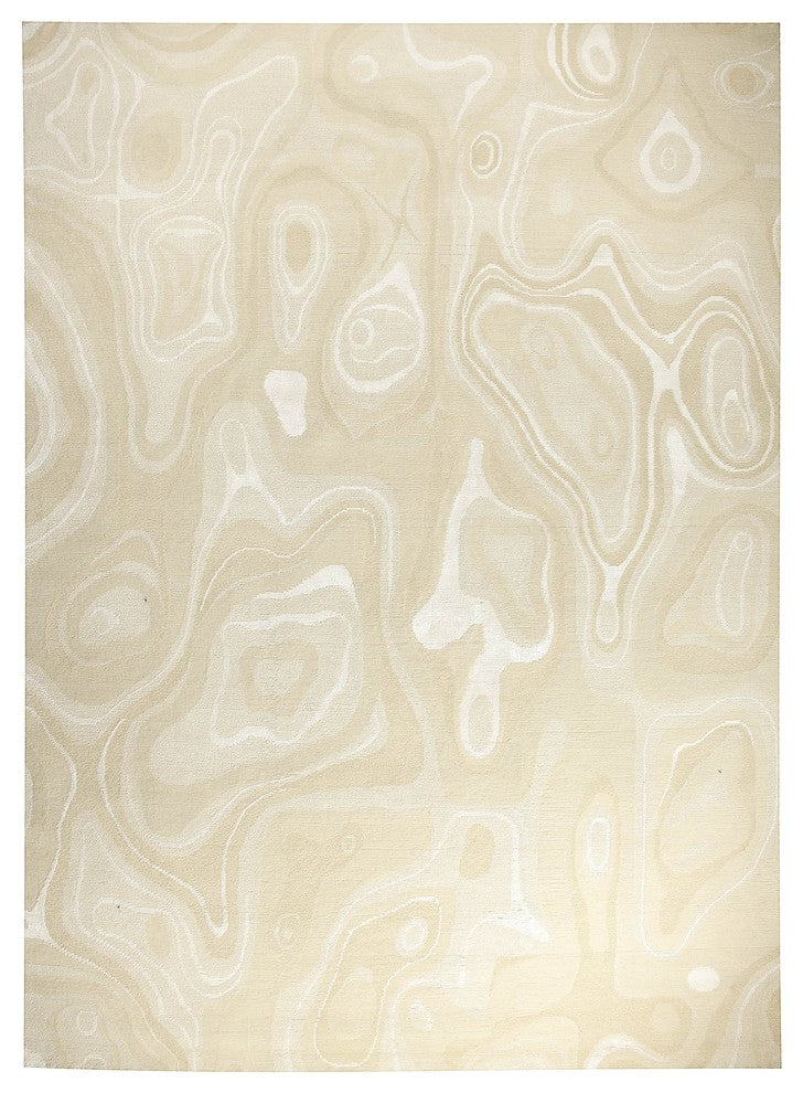 Hand Knotted White New Zealand Wool Area Rug