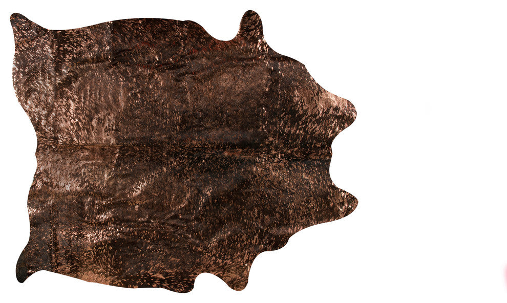 5'x7' Scotland Cowhide Rug, Chocolate/Copper