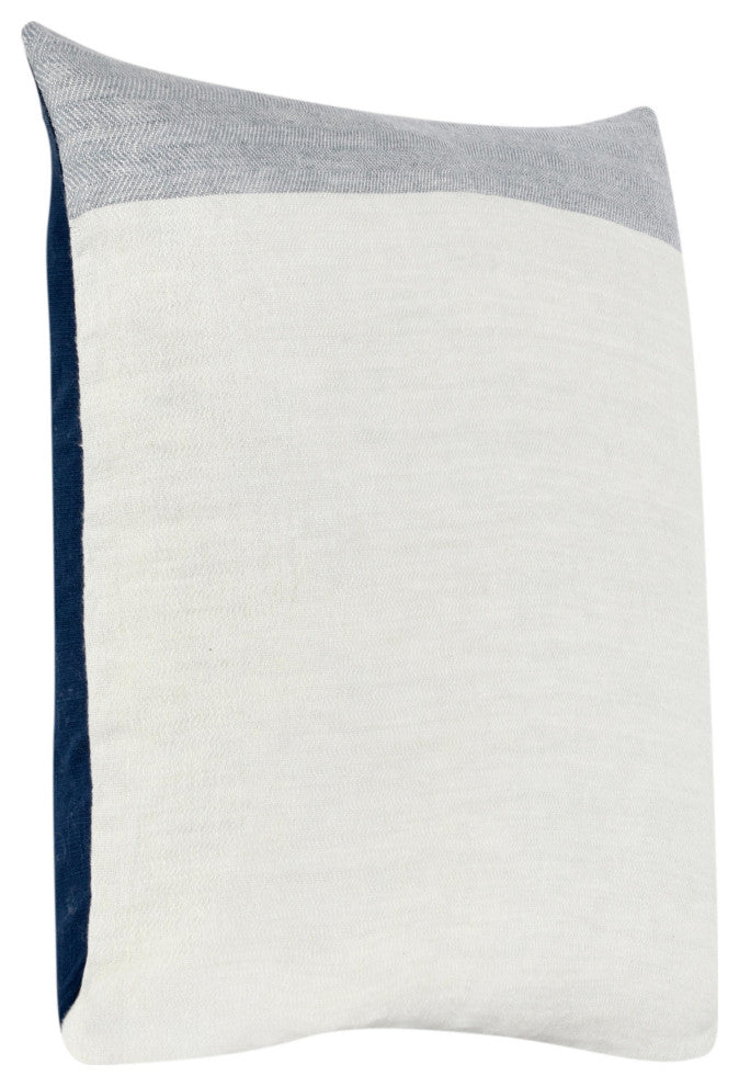 Fairbanks 22" Blue Belgian Linen Throw Pillow by Kosas Home