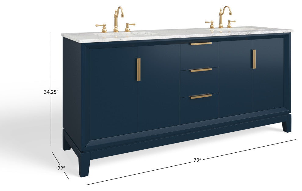 The Ezra Bathroom Vanity, Monarch Blue, 72", Double Sink, Freestanding