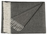 100% Baby Alpaca NY Herringbone Throw / Afghan Blanket, Dark Grey