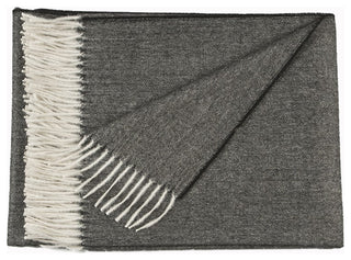 100% Baby Alpaca NY Herringbone Throw / Afghan Blanket, Dark Grey