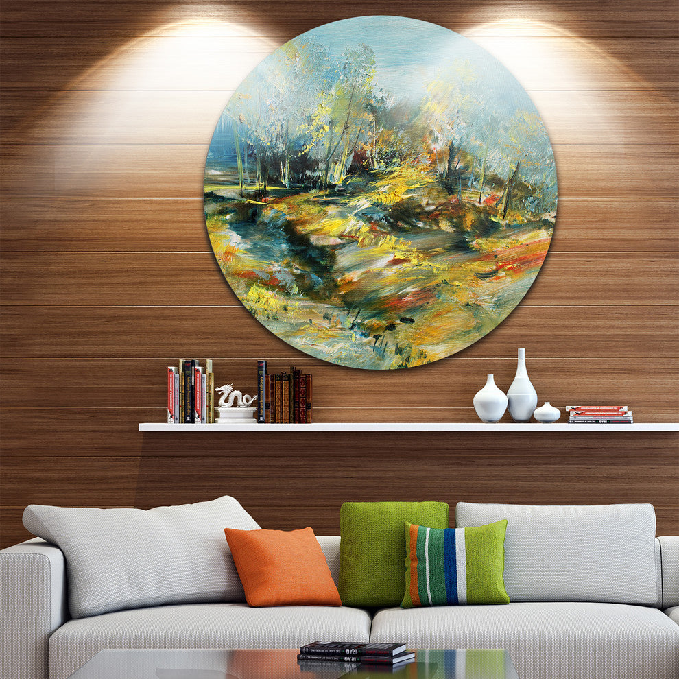 Abstract Landscape, Abstract Large Disc Metal Wall Art, 11"