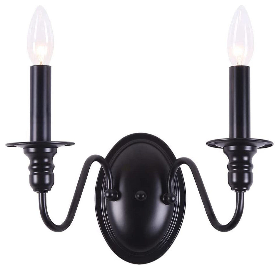 2-Light Wall Candle Sconces Black Farmhouse Industrial Light Fixture Sconce Wall