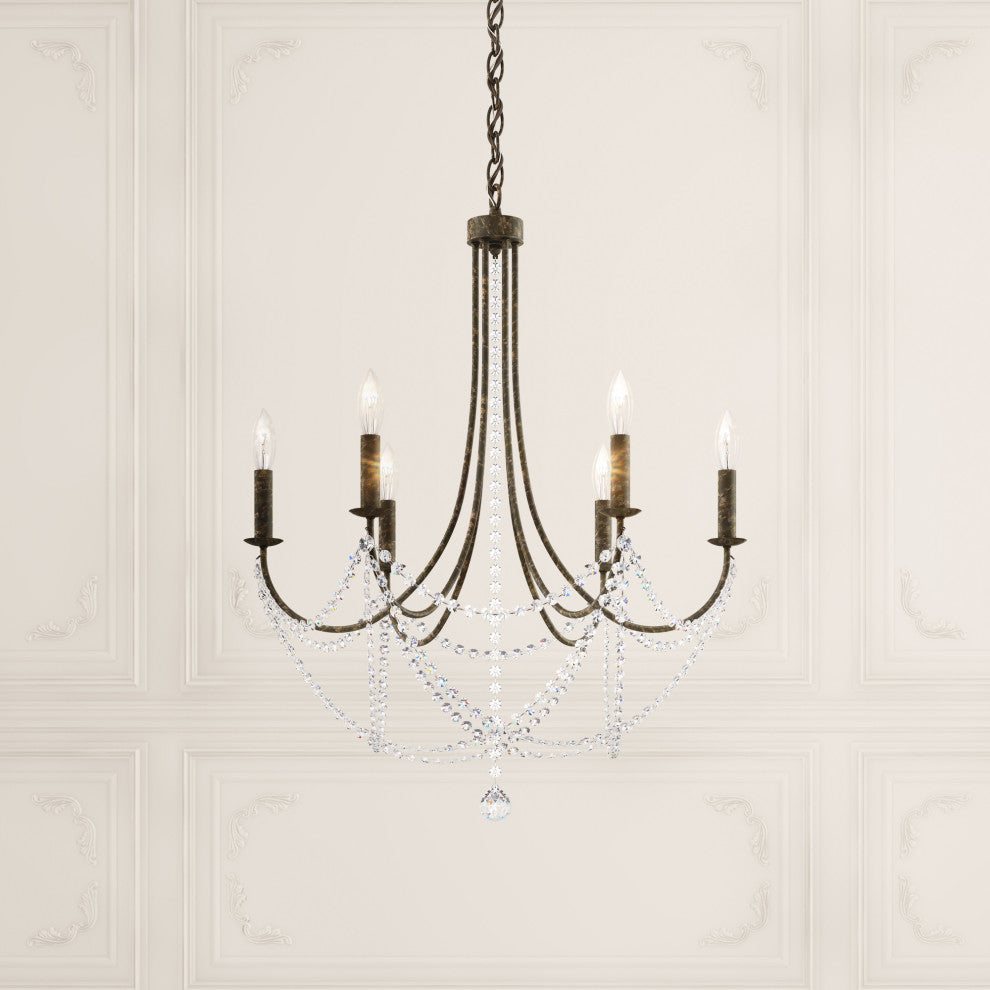 Schonbek Rj1006N-76H 6 Light Crystal Chandelier, Heirloom Bronze