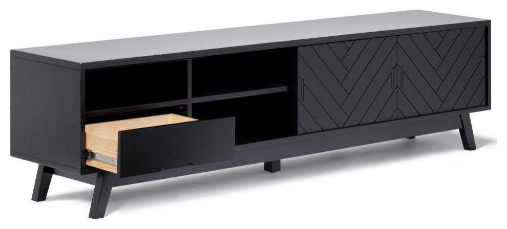 Herringbone TV Stand Low, Black