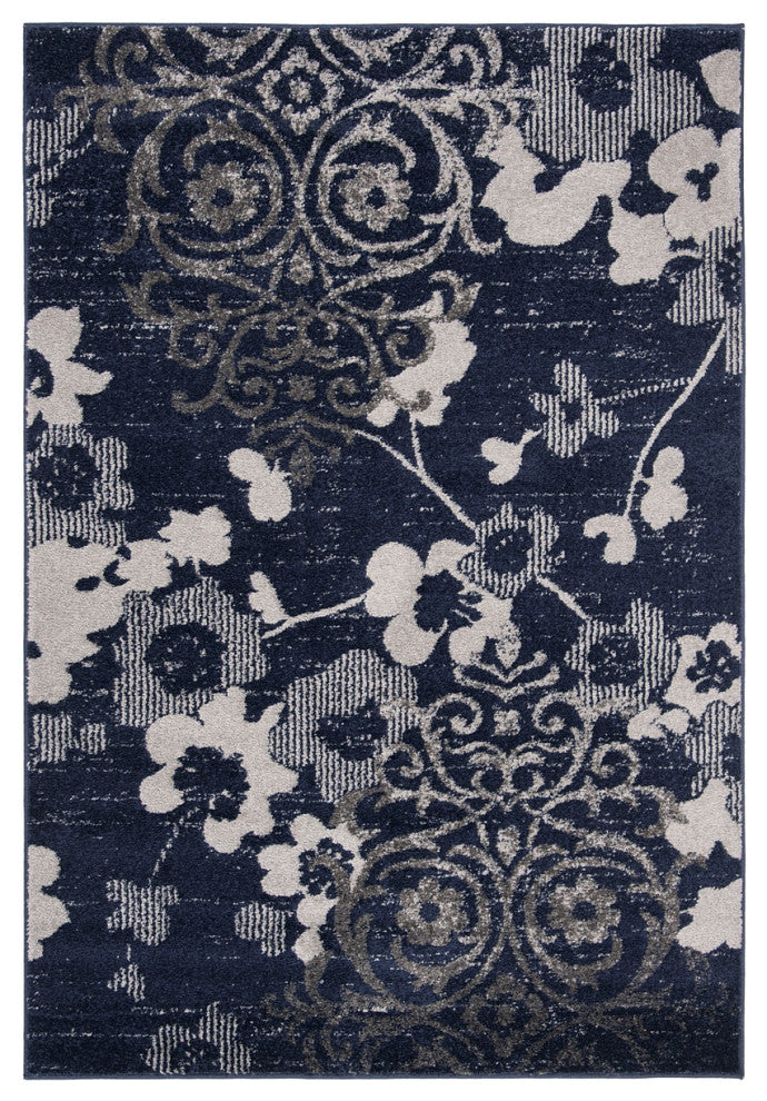 Safavieh Adirondack Adr114N Moroccan Rug, Navy/Silver, 4'0"x6'0"