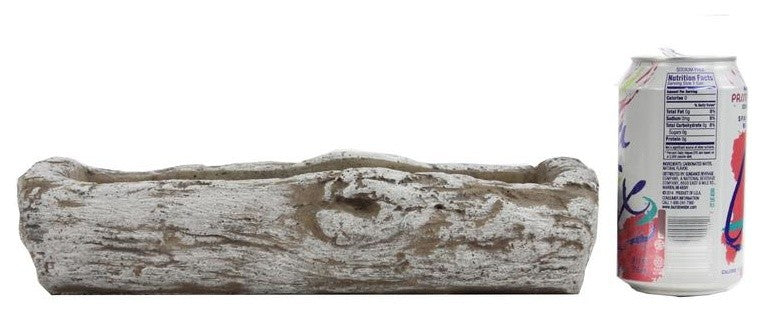 Admired By Nature Cement Rustic White Tree Log Succulents Cactus Planter, 12"